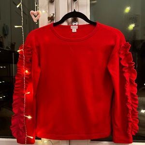 Crewcut red ruffle sweater